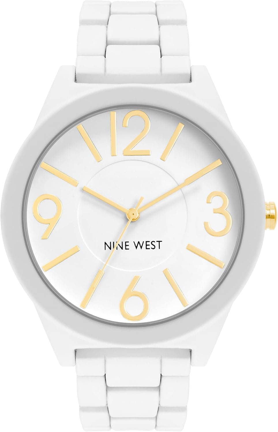 Nine West NW/1678WTWT, 42mm, White Dial, White Metal Bracelet