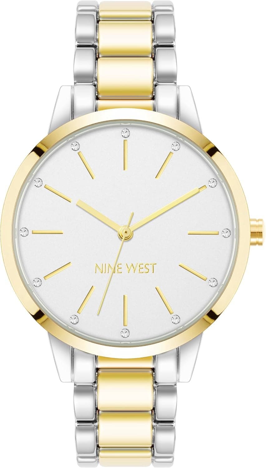 Nine West NW/2099WTTT, 36mm, White Dial, Silver Metal Bracelet