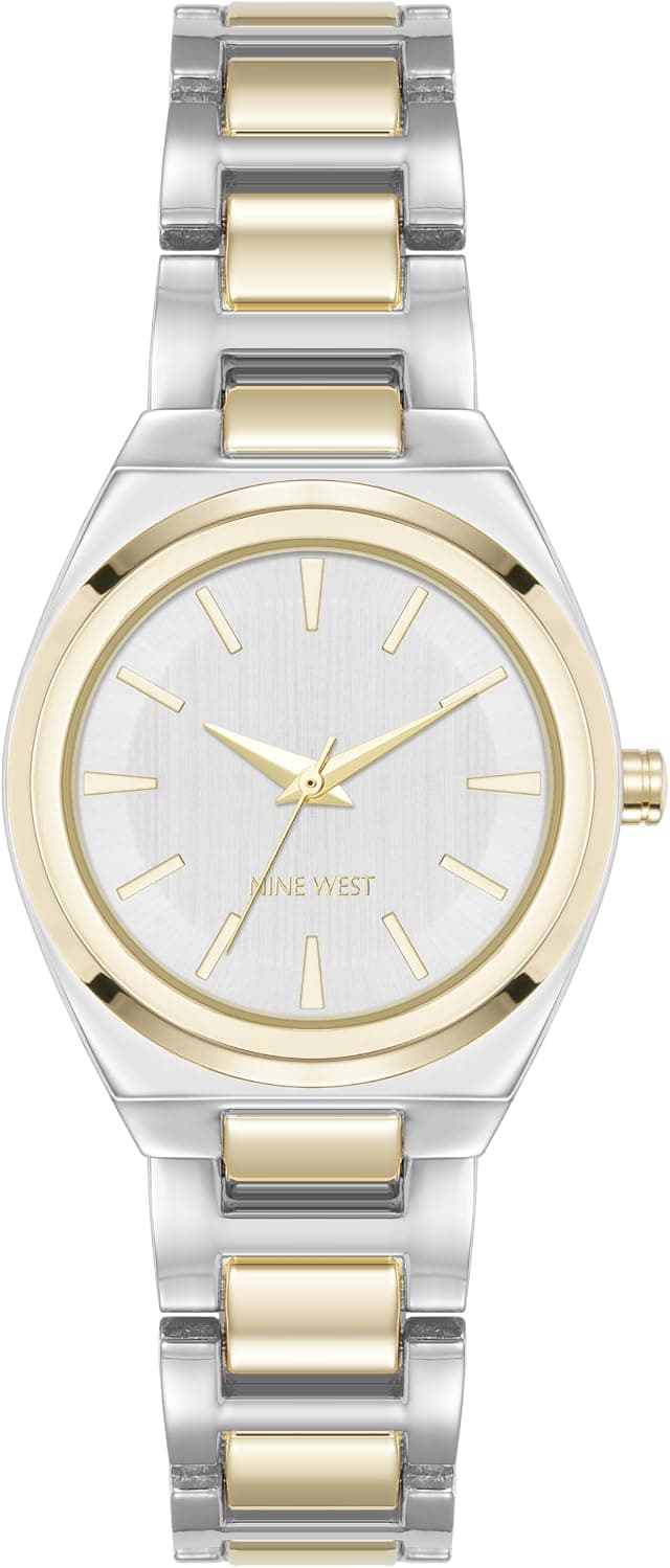 Nine West NW/3327SVTT, 30mm, Silver Dial, Gold Metal Bracelet