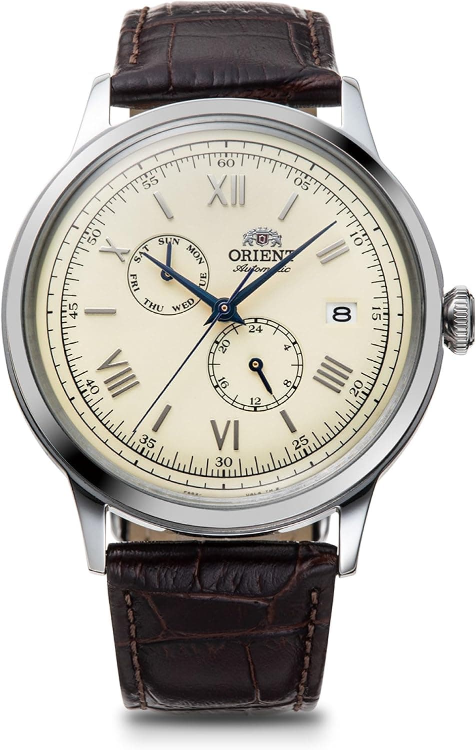 Orient Bambino RN-AK0702Y, 40 mm, cremefarbenes Zifferblatt, beigefarbenes Lederarmband