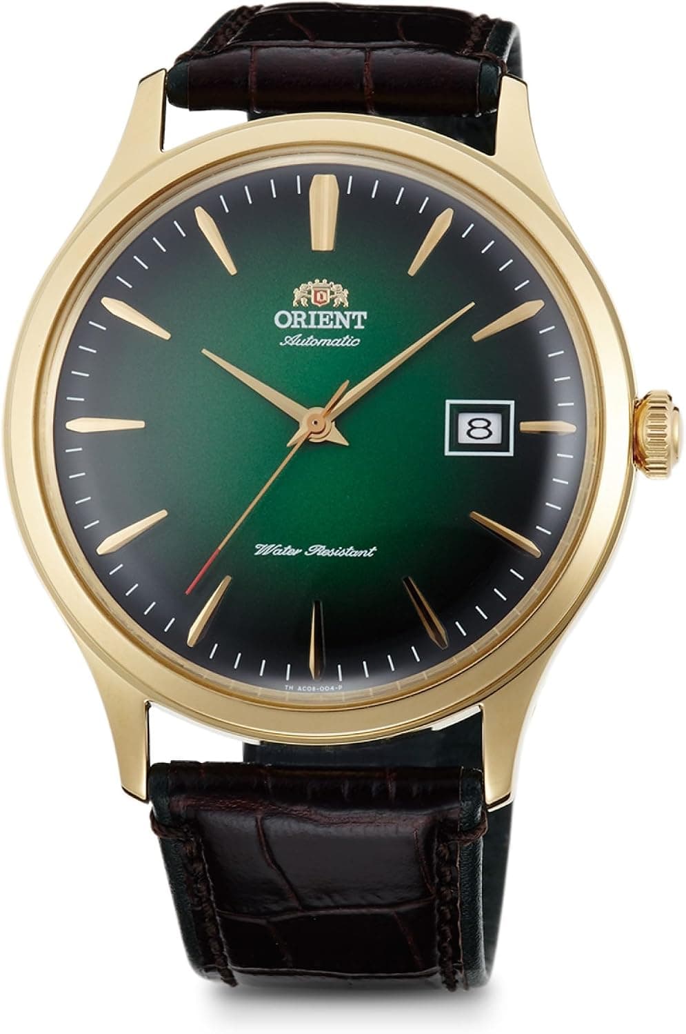 Orient Bambino SAC08002F0, 42 mm, grünes Zifferblatt, braunes Lederarmband