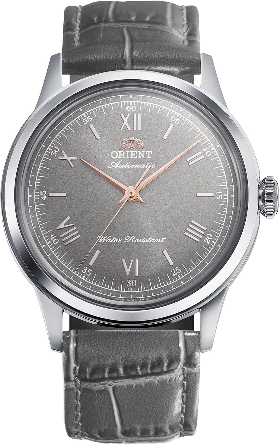 Orient Bambino RA-BB0006N30B, 38 mm, graues Zifferblatt, graues Lederarmband