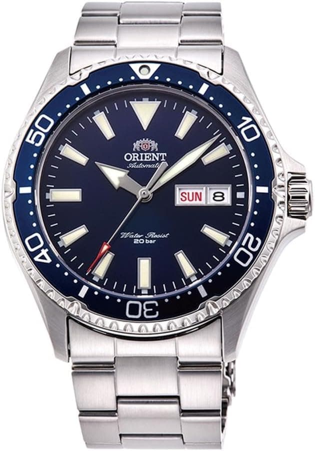 Orient Kamasu Mako III RA-AA0002L19B, 42 mm, blaues Zifferblatt, graues Edelstahlarmband