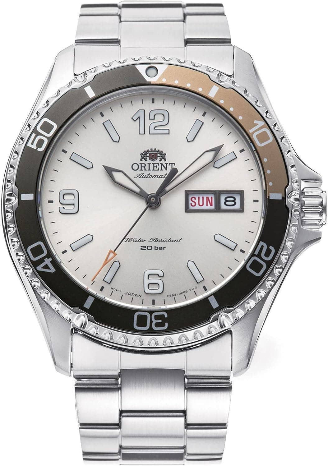 Orient Mako-3 RA-AA0821S39B, 42mm, Krem Kadran, Gümüş Paslanmaz Çelik Kordon