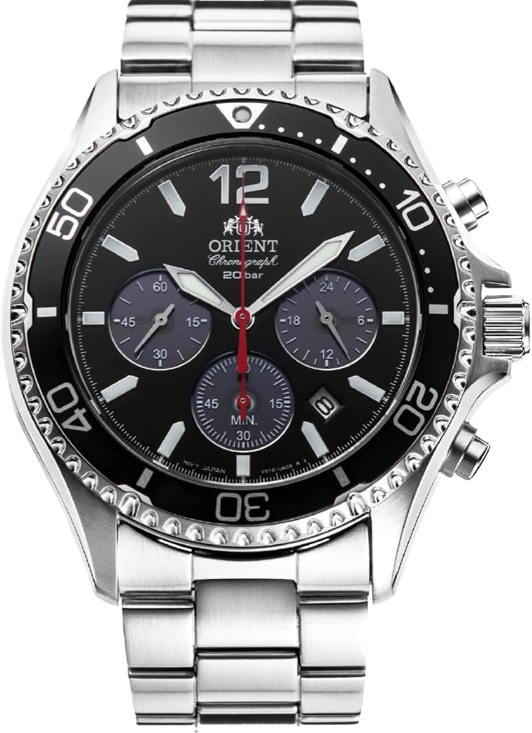 Orient RA-TX0202B10B, 43 mm, schwarzes Zifferblatt, Edelstahlarmband