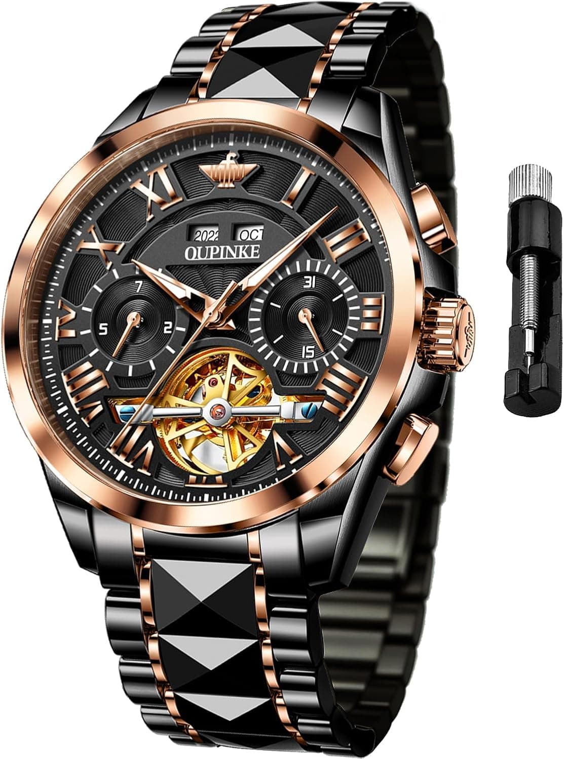 Oupinke G3186 41mm, Black Dial Black Stainless steel