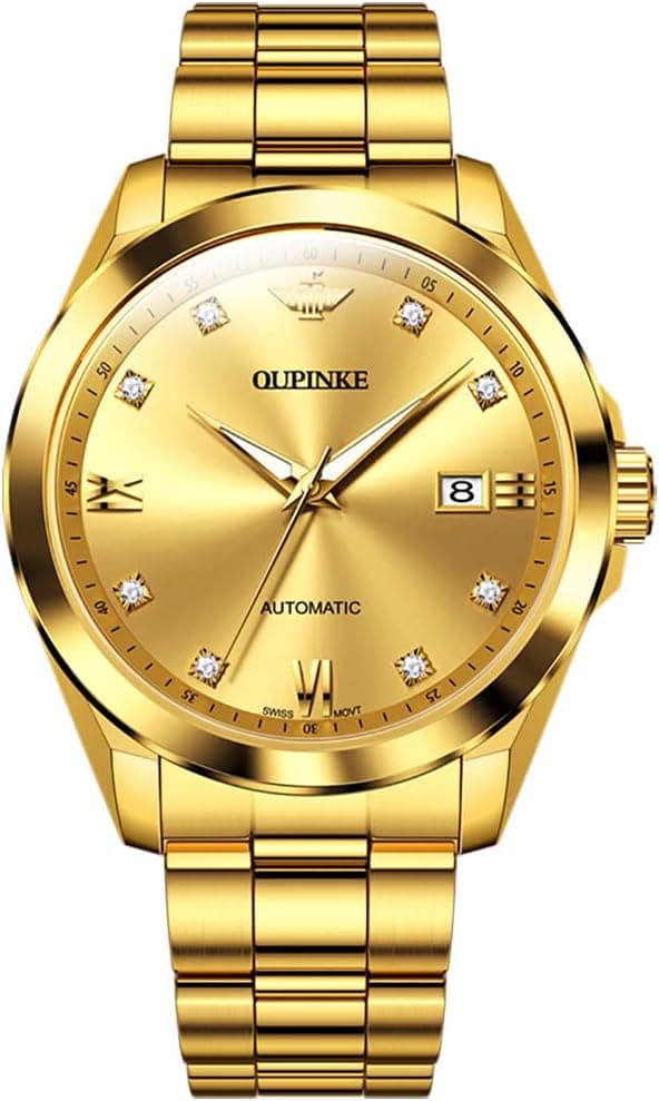 Oupinke FT-OU-G3199-QJ, 41mm, Gold Stainless Steel Bracelet