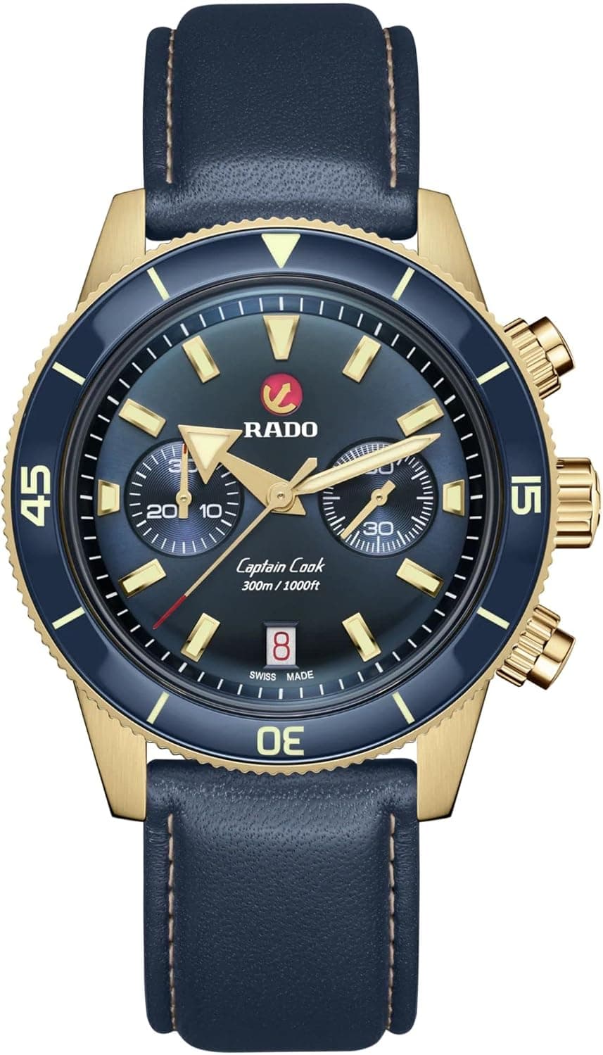 Rado Captain Cook R32146208, 43mm, Blue Dial, Blue Leather Band