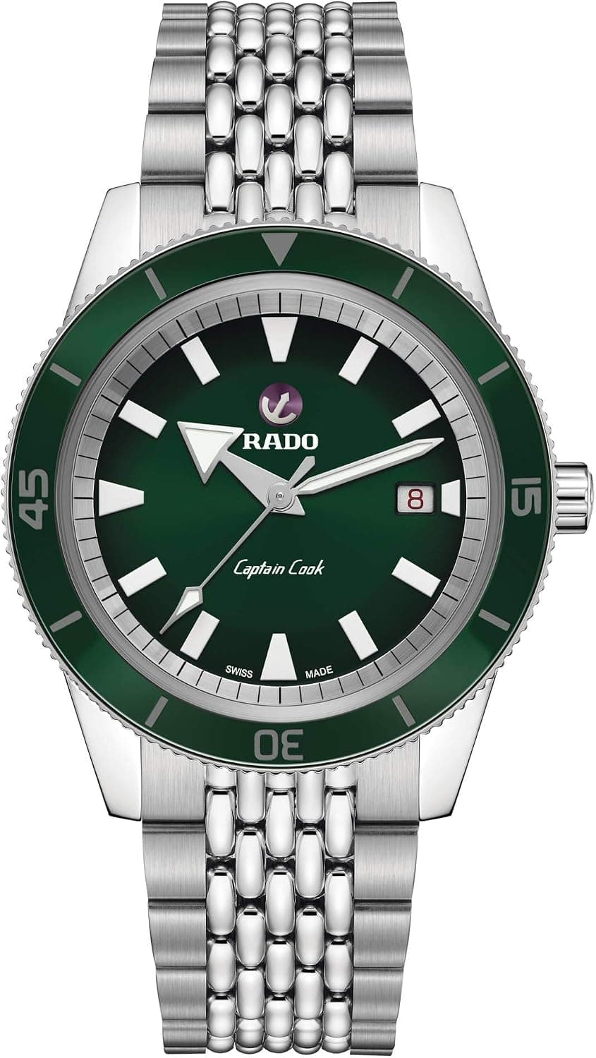Rado Captain Cook R32505313, 42mm, Yeşil Kadran, Gümüş Paslanmaz Çelik Kordon