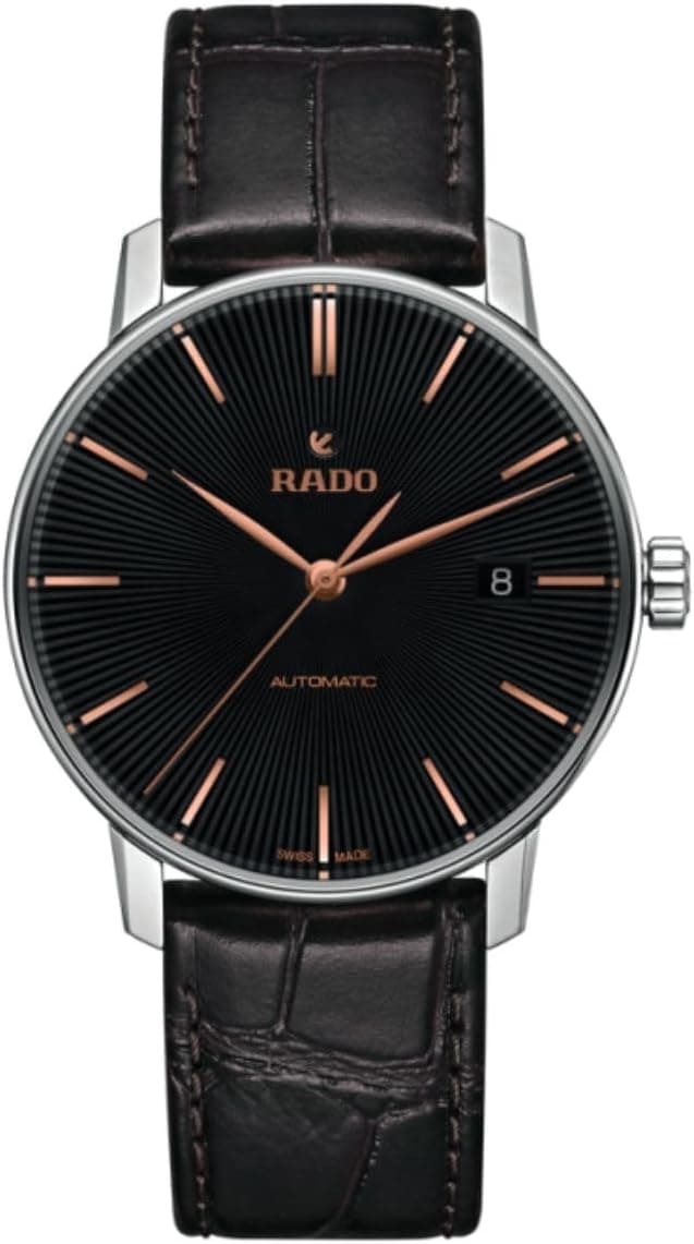 Rado Coupole R22860165, 38 mm, schwarzes Zifferblatt, schwarzes Lederarmband