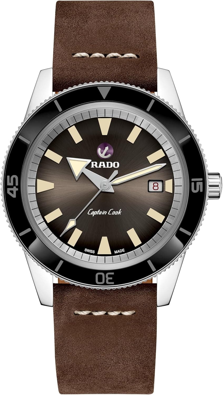 Rado Captain Cook R32505305, 42 mm, braunes Zifferblatt, braunes Lederarmband