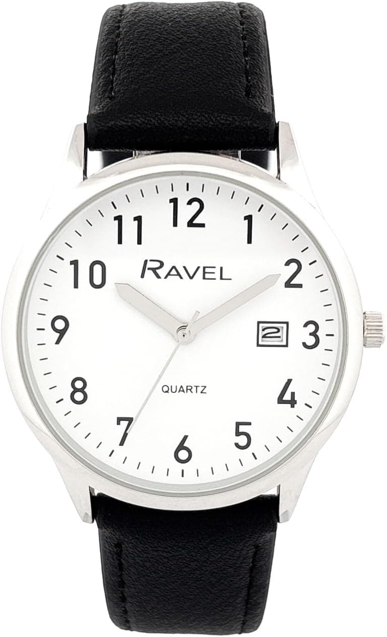 Ravel Calendar R0708.01.1, 27mm, White Dial, Faux Leather Band
