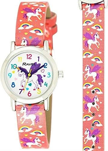 Ravel Childrens R1810.2, 27mm, White Dial, Pink Faux Leather Band