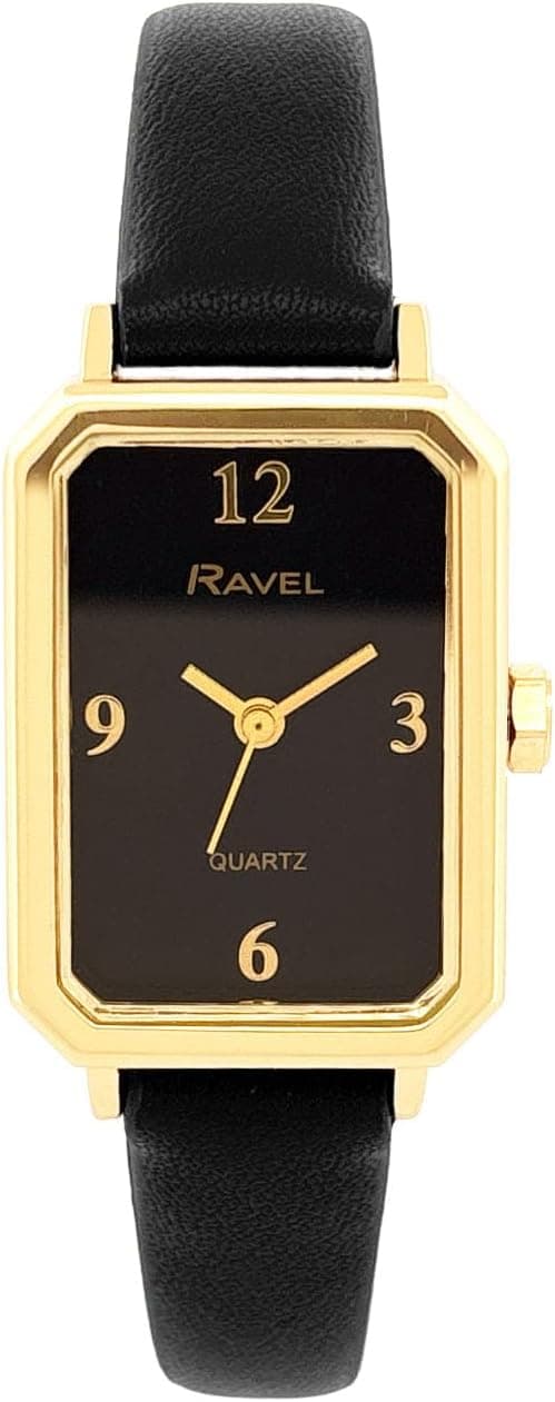 Ravel Classic R0144.23.1, 16mm, Black Dial, Black Faux Leather Band