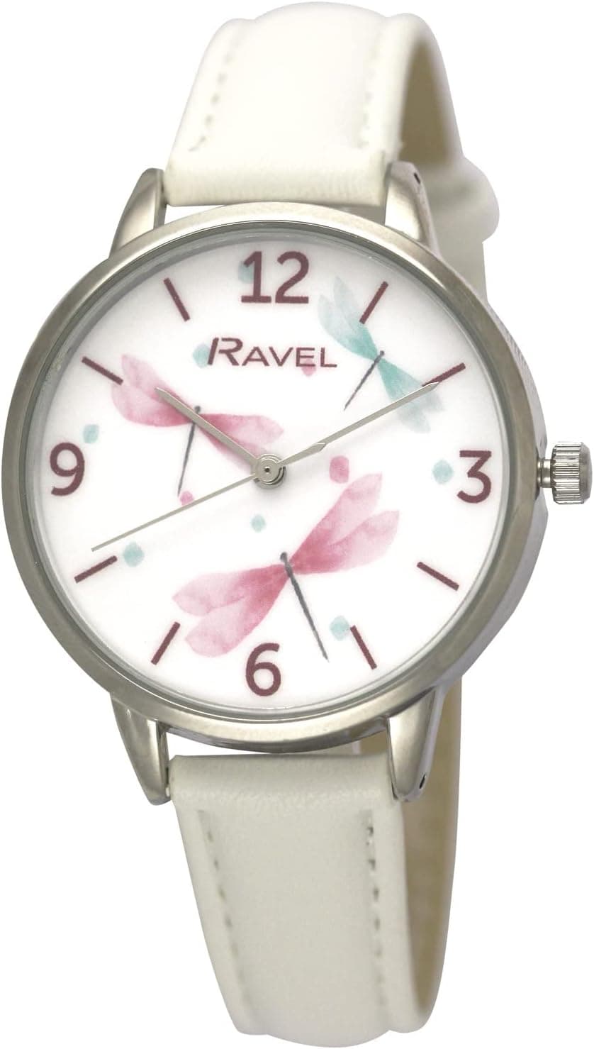Ravel Dragonfly RF011.4, 36mm, White Dial, Faux Leather Band
