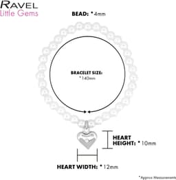 Ravel Little Gems Girls and Adjustable Bead Bracelet Set with Heart Pendant - R2242 - White 30mm watch, detail view 5
