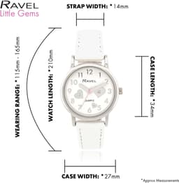 Ravel Little Gems Girls and Adjustable Bead Bracelet Set with Heart Pendant - R2242 - White 30mm watch, detail view 6