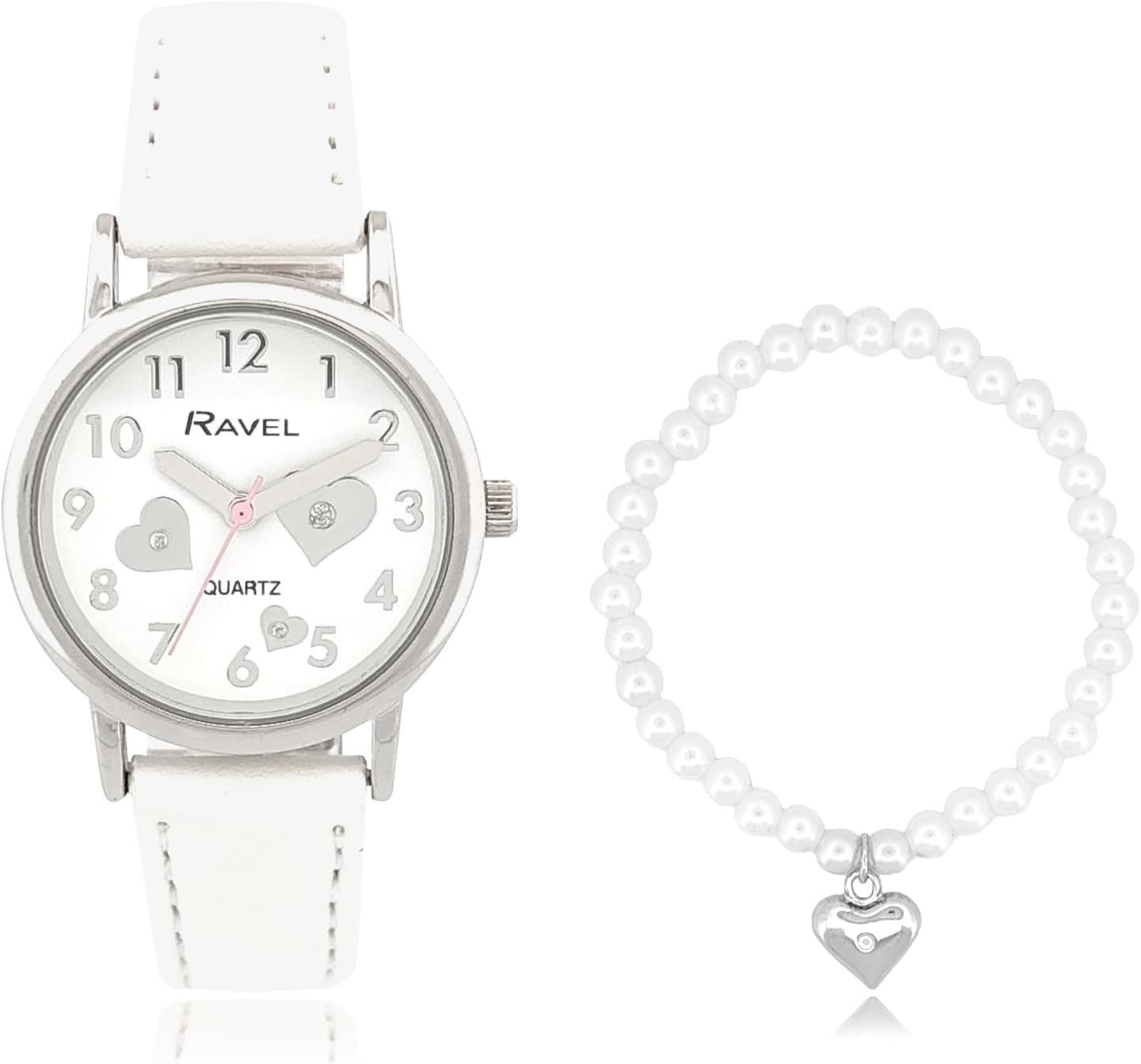 Ravel Little Gems R2242, 30mm, White Dial, Faux Leather Band