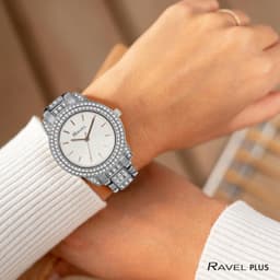 Ravel Plus - with Round Case and Stone Set - 3ATM - Japanese - RPJ001L - Silver Tone 32mm Womens, detail view 4