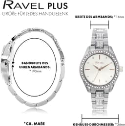 Ravel Plus - with Round Case and Stone Set - 3ATM - Japanese - RPJ004L - Silver Tone 34mm Womens, detail view 5