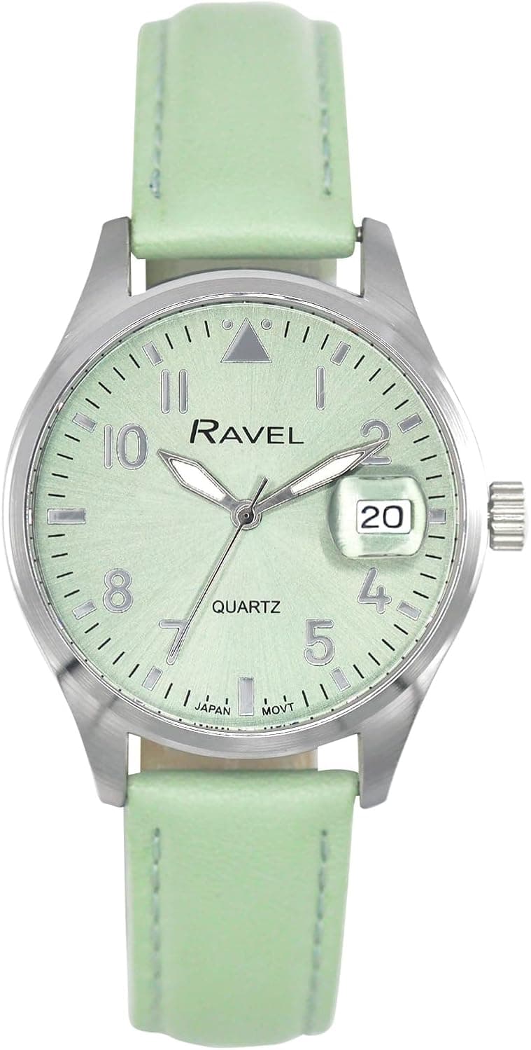 Ravel Plus RPD007L, 34mm, Green Dial, Leather Band