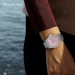 Ravel Plus - Round 3ATM Calendar with Sapphire Coated Lens and Sunray Dial - Japanese - RPD-005LB - Stainless Steel / Pink Dial 34mm Damenuhr, Detailansicht 3