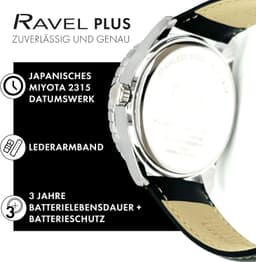 Ravel Plus - Round 5ATM Calendar for with Rotating Bezel and Sapphire Crystal Coating - Japanese - RPD010M - Black/Green Bezel 42mm Mens, detail view 5