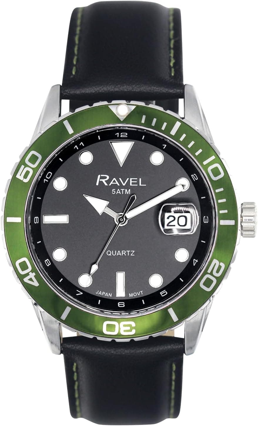 Ravel Plus RPD-010M, 42mm, Black Dial, Leather Band