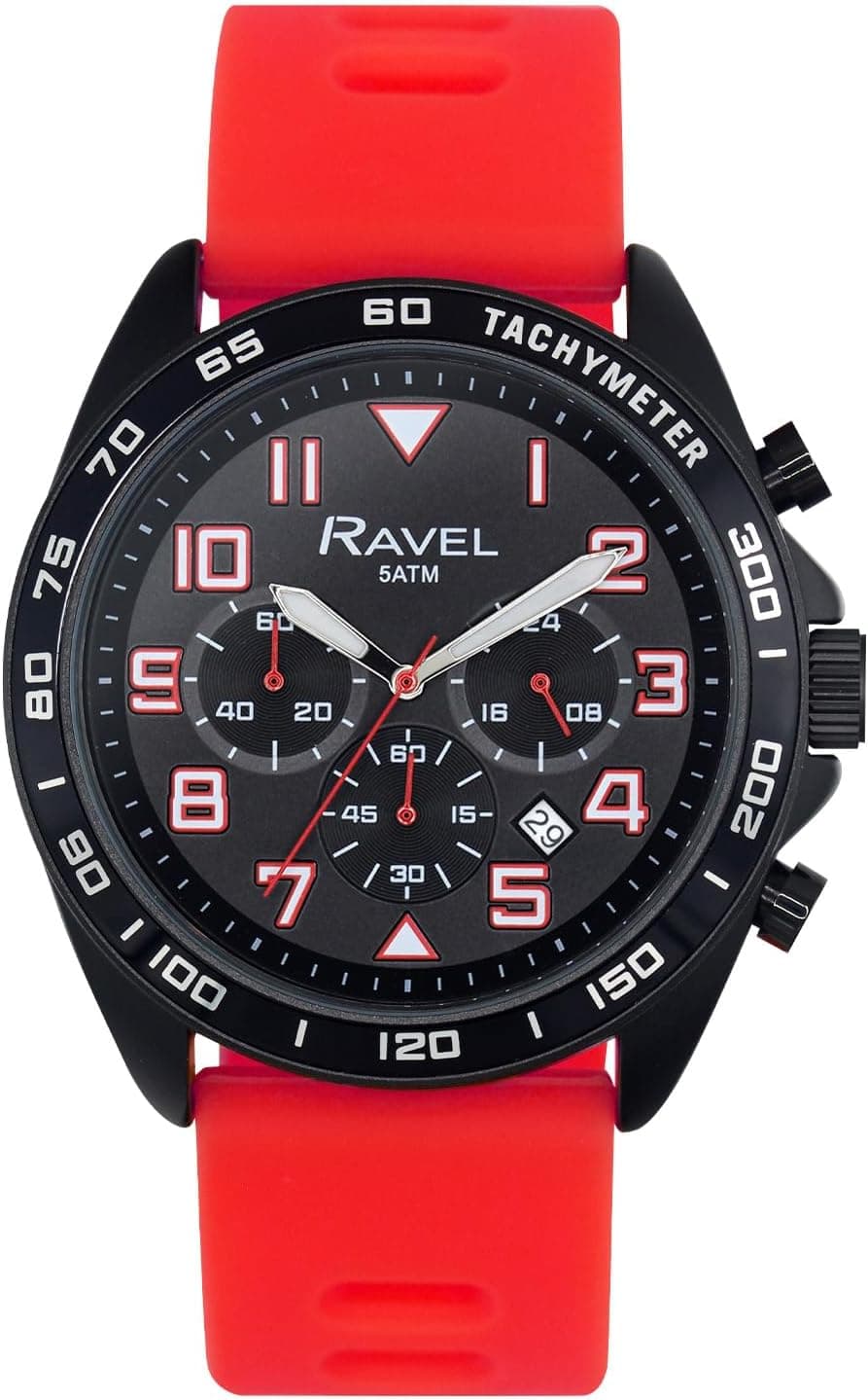 Ravel Plus RP.CHR-001M, 46mm, Black Dial, Silicone Band