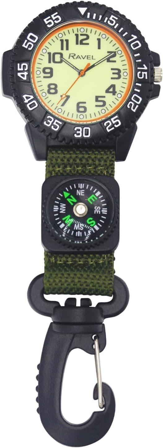 Ravel Nylon snap on with compass and R1108.11, 43mm, White Dial, Nylon Band