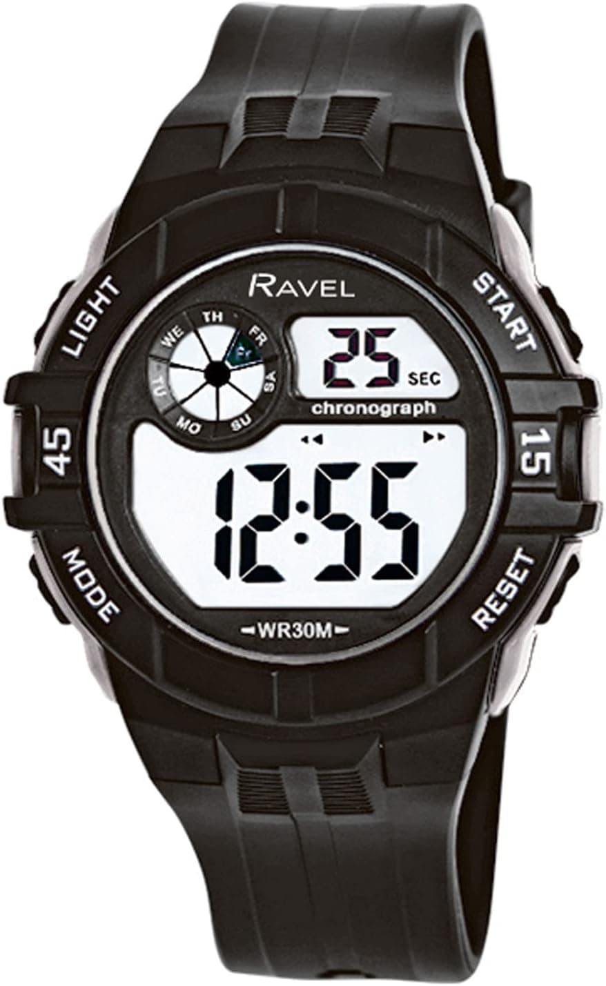 Ravel Round 3ATM with Light - - Black RDG.14.14, 46mm, Transparent Dial
