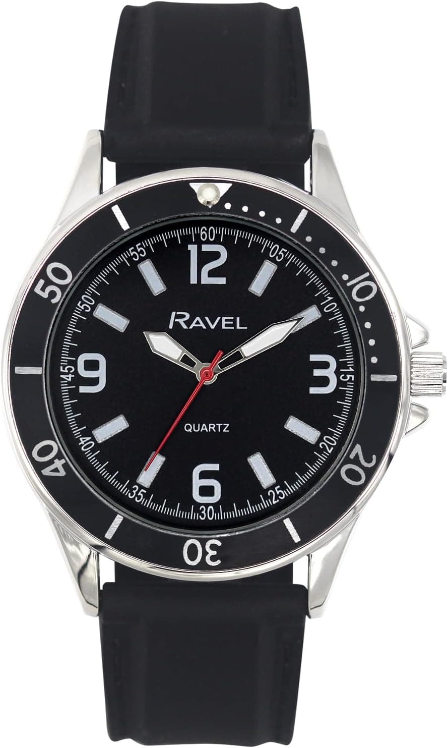 Ravel Sporty with black silicone RS002.03, 44mm, Black Dial