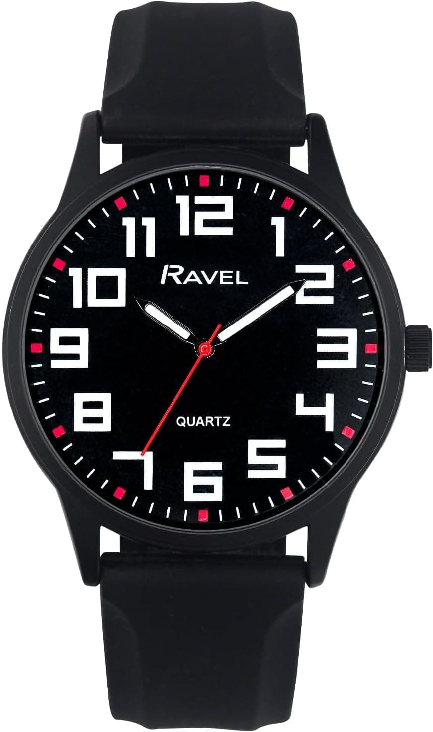 Ravel Black Case Sporty Silicone RS003.03, 43mm, Black Dial