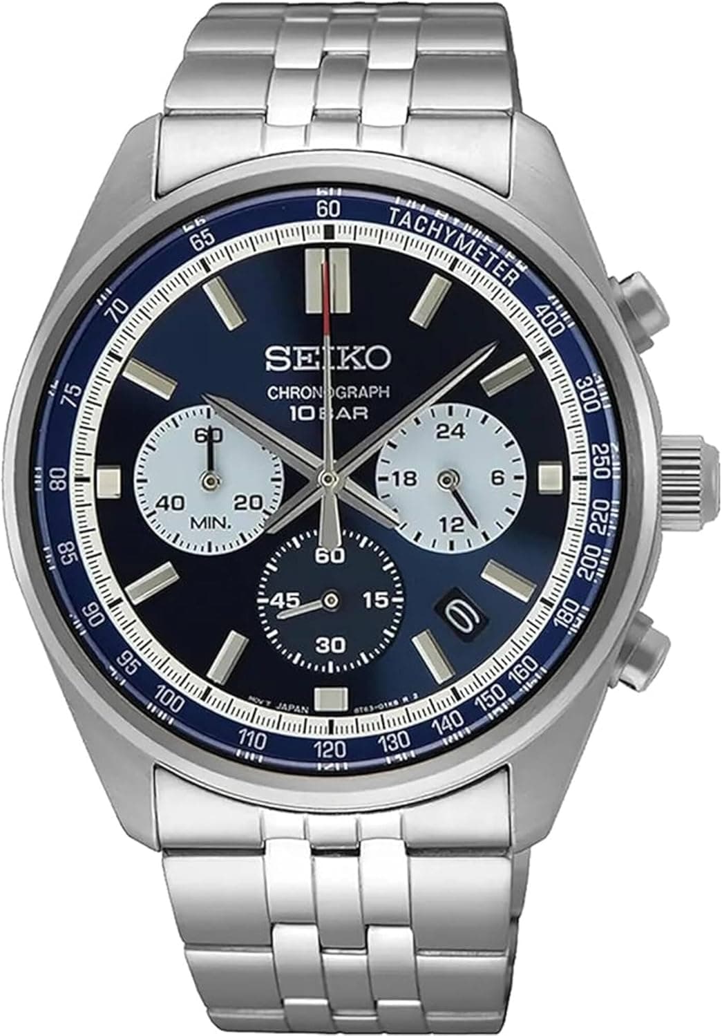 Seiko Chronograph 41mm, Blaues Zifferblatt Stahl