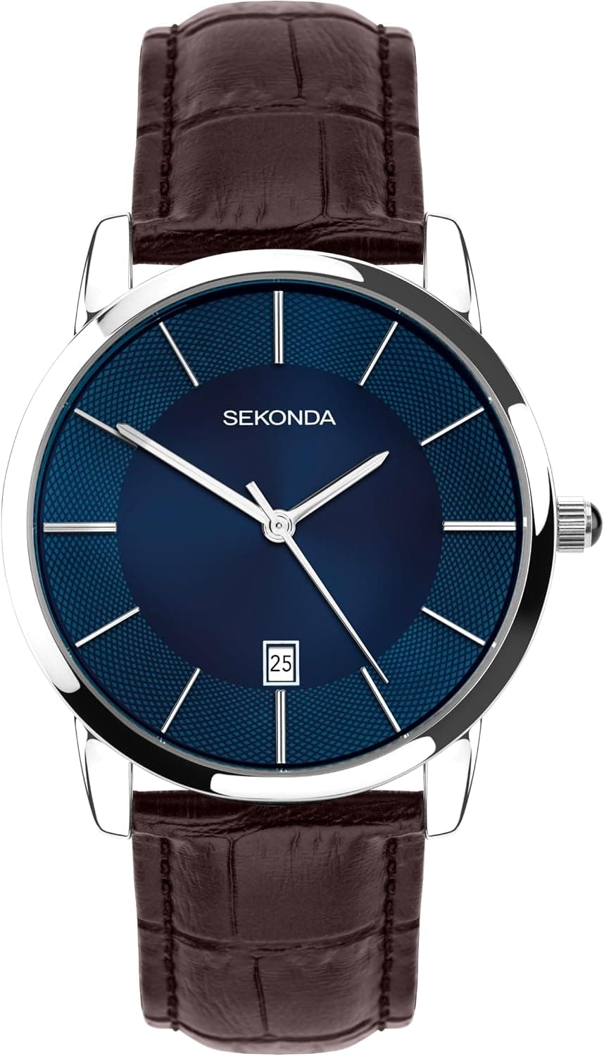 Sekonda Classic Copen 30193, 39mm, Blue Dial, Black Leather Band