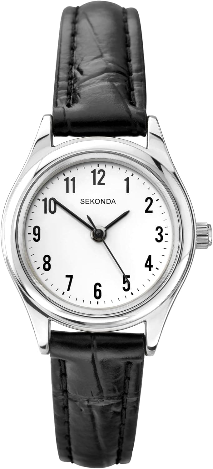 Sekonda Evans 4491.27, 25mm, White Dial, Black Leather Band