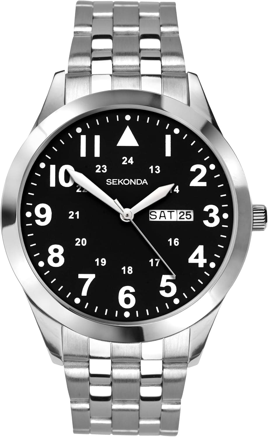 Sekonda Glide 1663.27, 40mm, Black Dial, Silver Stainless Steel Bracelet