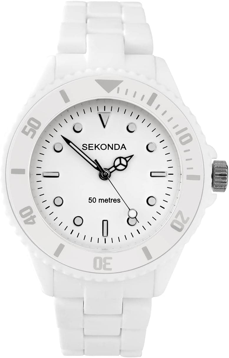 Sekonda Marina 4406, 36mm, White Dial, White Rubber Band