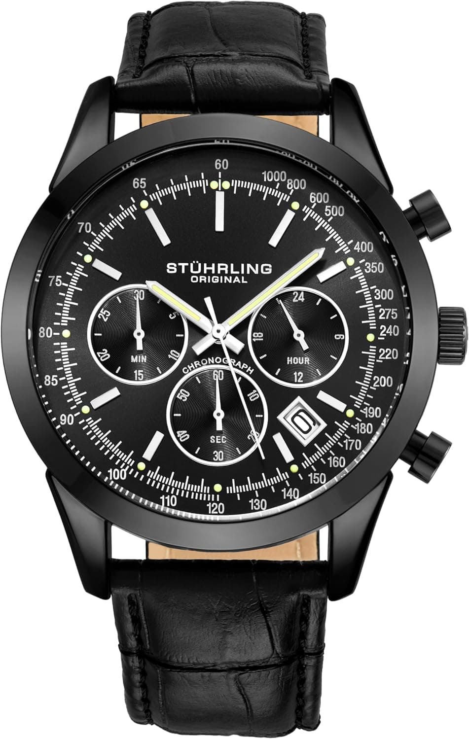 Stuhrling Original 3975L 44mm, Silver Dial Brown Leather