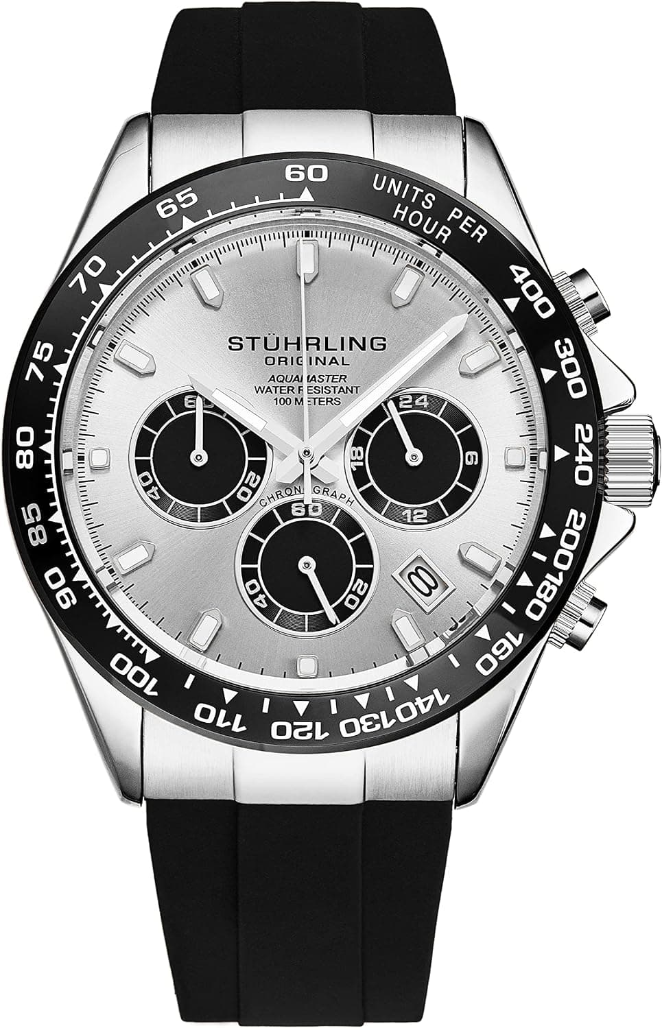 Stuhrling Original Aquamaster Chronograph 42mm, Silver Dial