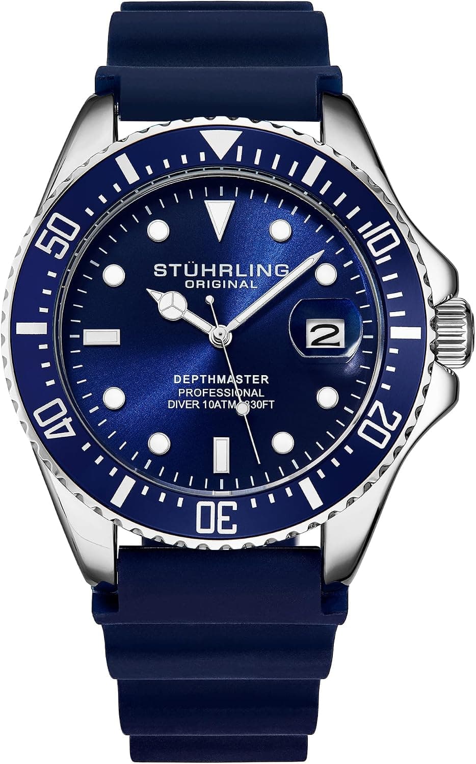 Stuhrling Original Depthmaster 42mm, Blue Dial Blue Rubber