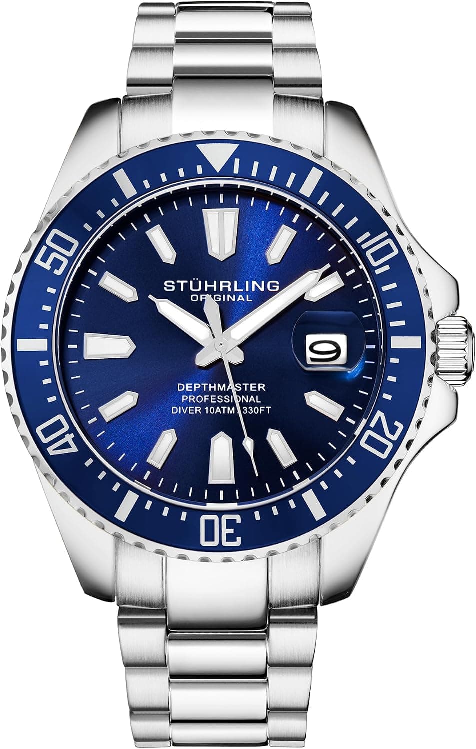 Stuhrling Original Depthmaster 42mm, Blue Dial Silver Stainless steel