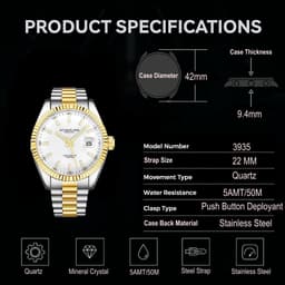Stuhrling Original Lineage 42mm 39352 Mens, detail view 6
