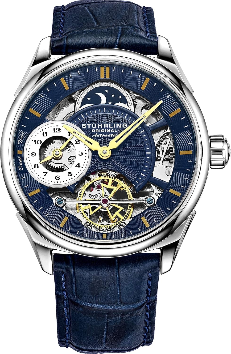 Stuhrling Original Presidia 943A 42mm, Blue Dial Blue Leather