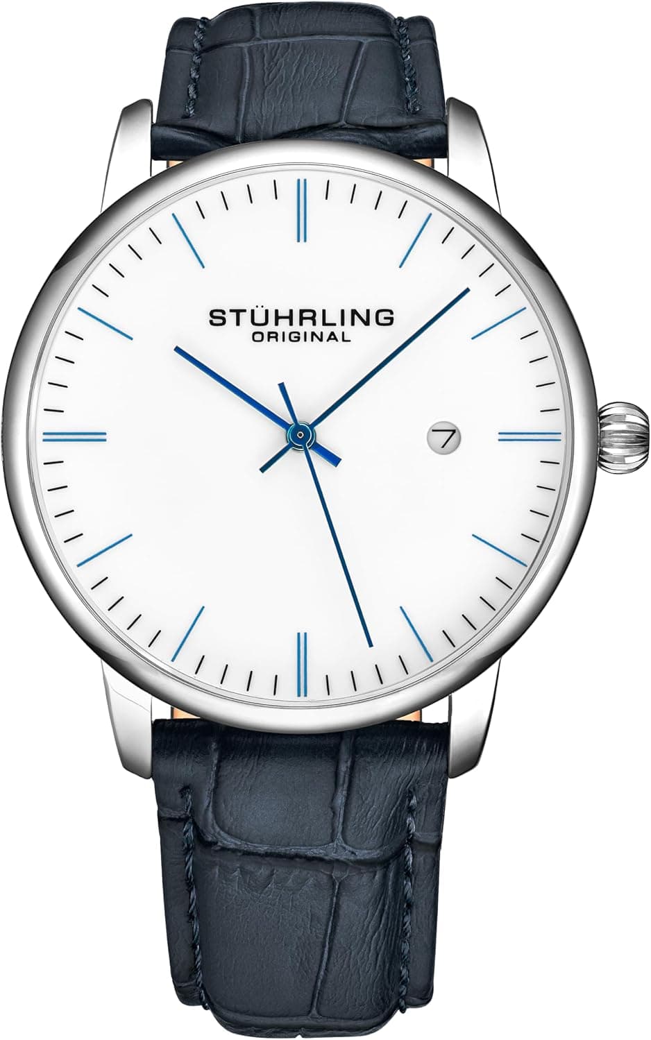 Stuhrling Original Rasa 40mm, White Dial Black Leather