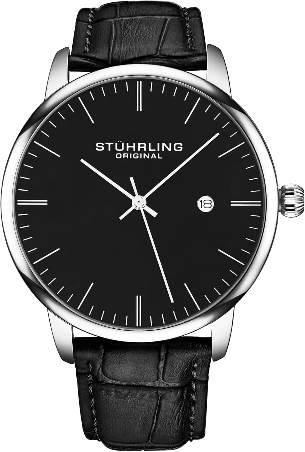 Stuhrling Original Rasa 40mm, Black Dial Black Leather