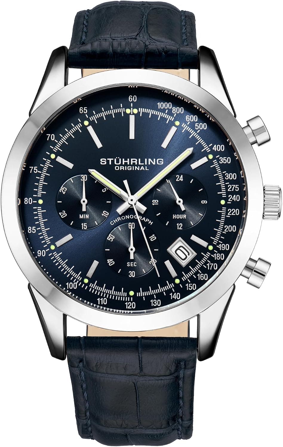 Stuhrling Original Rialto 44mm, Blue Dial Blue Leather