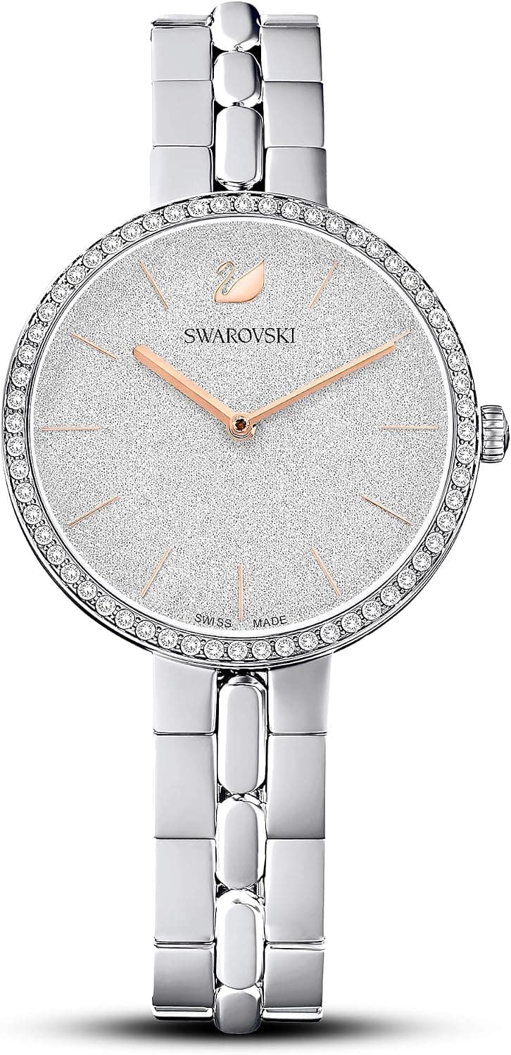 Swarovski Cosmopolitan 5517807, 32 mm, silbernes Zifferblatt, weißes Metallarmband