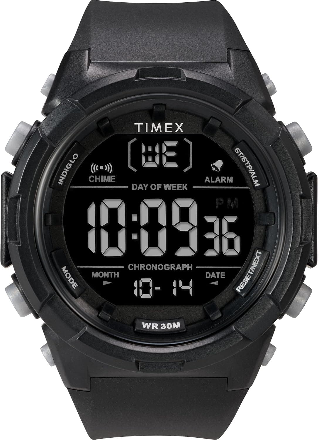 Timex Digital 50mm, Black Dial Black Resin