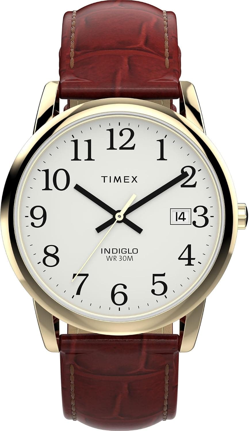 Timex Easy Reader TW2W95500JT, 35 mm, weißes Zifferblatt, braunes Lederarmband